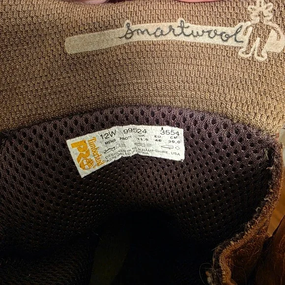 Timberland PRO Titan Safety Toe Brown Leather Work Boots 12W 99524 Smartwool Men